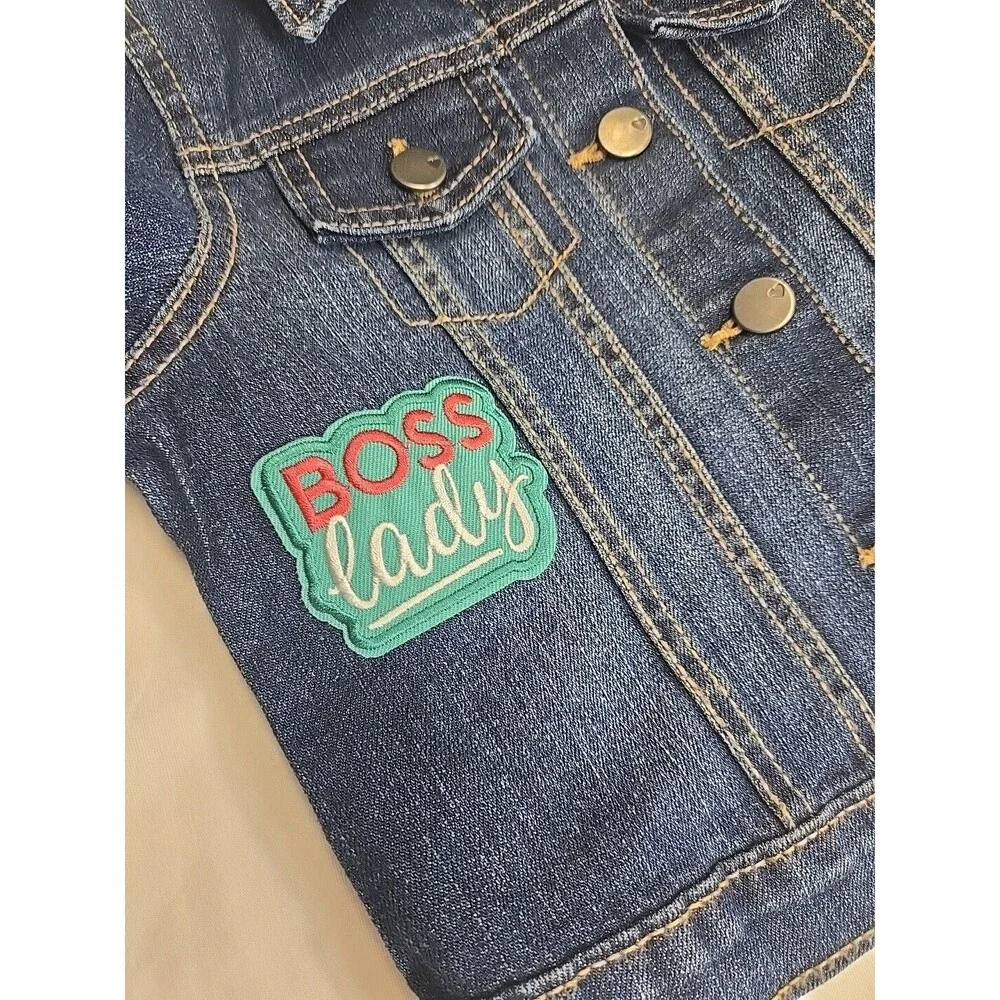The Children's Place Toddler Girls Denim Jacket‎ Size 3T Patches Fruit Flowers